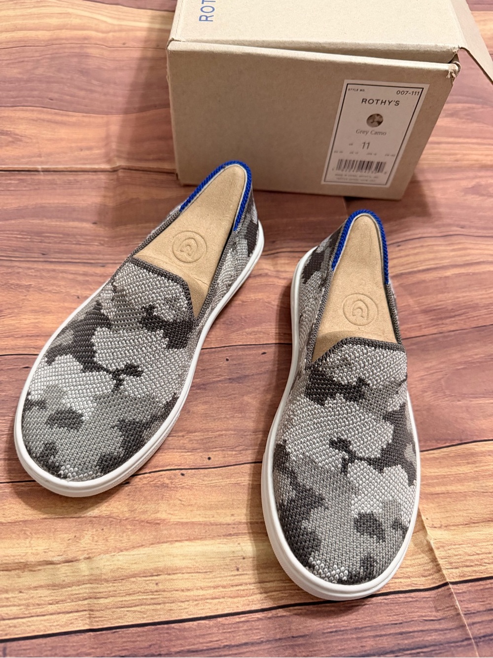 Rothy's Grey Camo Slip-Ons